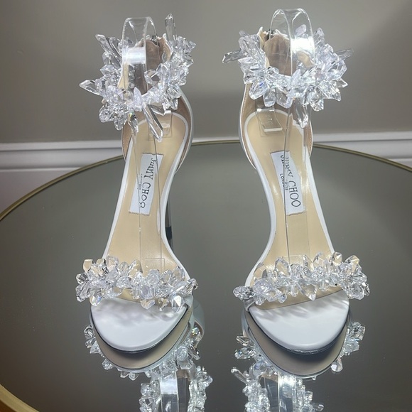 Jimmy Choo Maisel 100 Crystal Embellished heeled sandals sz 38 - Picture 17 of 17
